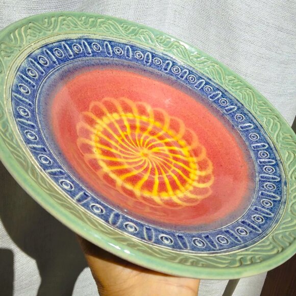 Beautiful Dan Tolkoff Original Art Pottery Hand Embellished Decorative Hand Thro - Picture 2 of 16